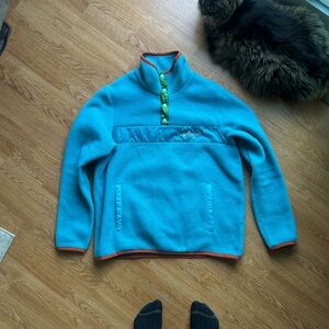 Cotopaxi Tecca Fleece Teal and Rust Pullover Sweatshirt